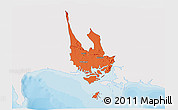 Political 3D Map of David, single color outside