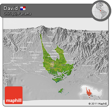 Satellite 3D Map of David, lighten, desaturated