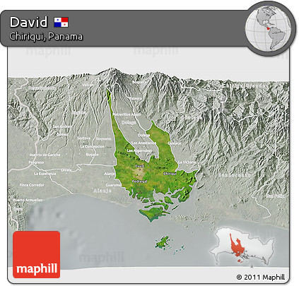 Satellite 3D Map of David, lighten, semi-desaturated