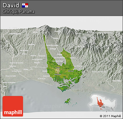 Satellite 3D Map of David, lighten, semi-desaturated