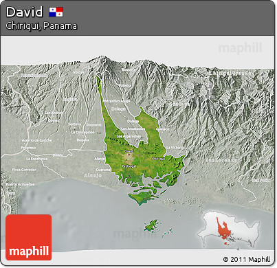Satellite 3D Map of David, lighten, semi-desaturated