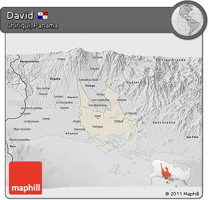 Shaded Relief 3D Map of David, desaturated
