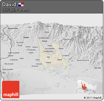 Shaded Relief 3D Map of David, desaturated