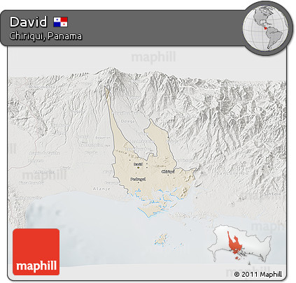 Shaded Relief 3D Map of David, lighten, semi-desaturated