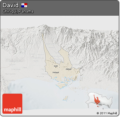 Shaded Relief 3D Map of David, lighten, semi-desaturated