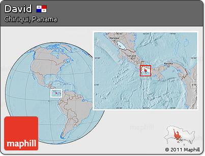 Gray Location Map of David, highlighted parent region, hill shading