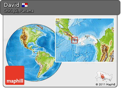 Physical Location Map of David, highlighted country, highlighted parent region, within the entire country