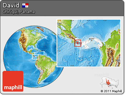 Physical Location Map of David, highlighted country, highlighted parent region, within the entire country