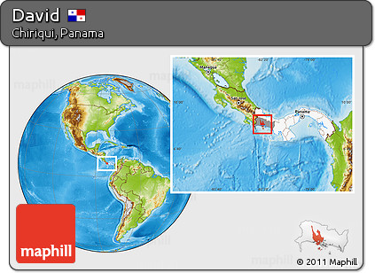 Physical Location Map of David, highlighted country, highlighted parent region