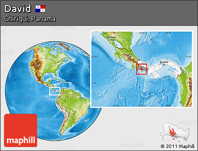 Physical Location Map of David, highlighted country, highlighted parent region