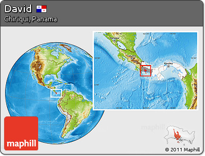 Physical Location Map of David, highlighted country, highlighted parent region