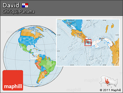 Political Location Map of David, highlighted country, highlighted parent region