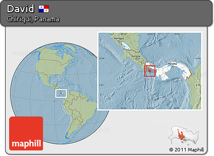 Savanna Style Location Map of David, highlighted country, highlighted parent region, hill shading