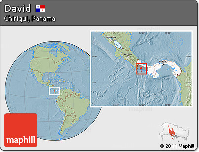 Savanna Style Location Map of David, highlighted country, highlighted parent region, hill shading