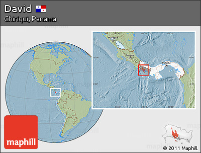 Savanna Style Location Map of David, highlighted country, highlighted parent region, hill shading