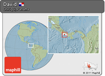 Savanna Style Location Map of David, highlighted parent region, within the entire country, hill shading