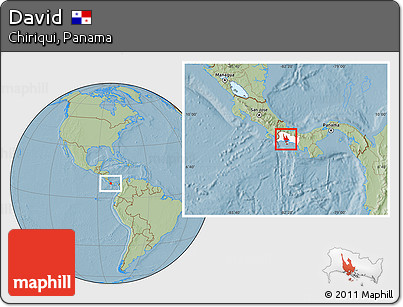 Savanna Style Location Map of David, highlighted parent region, hill shading