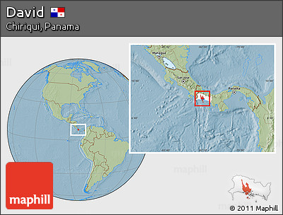 Savanna Style Location Map of David, highlighted parent region, hill shading