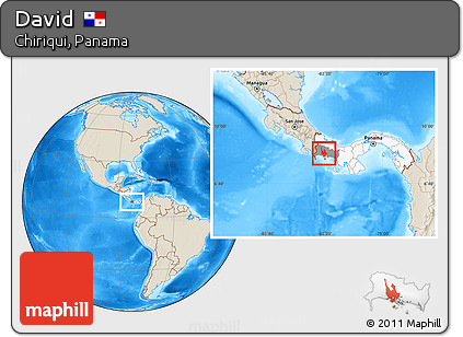 Shaded Relief Location Map of David, highlighted country, highlighted parent region