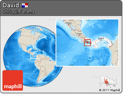Shaded Relief Location Map of David, highlighted country, highlighted parent region