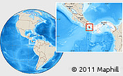Shaded Relief Location Map of David, highlighted country