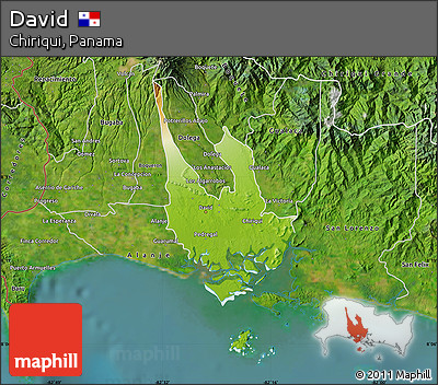 Physical Map of David, satellite outside