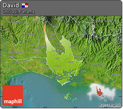 Physical Map of David, satellite outside