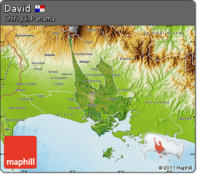 Satellite Map of David, physical outside