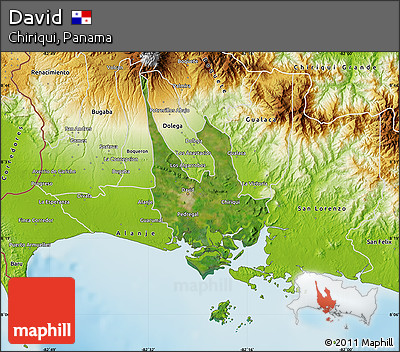 Satellite Map of David, physical outside