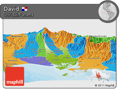 Physical Panoramic Map of David, political outside