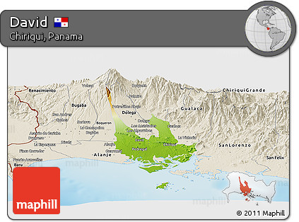 Physical Panoramic Map of David, shaded relief outside