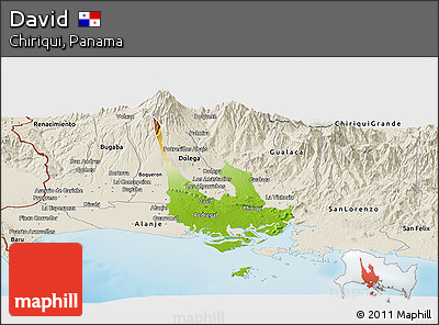 Physical Panoramic Map of David, shaded relief outside