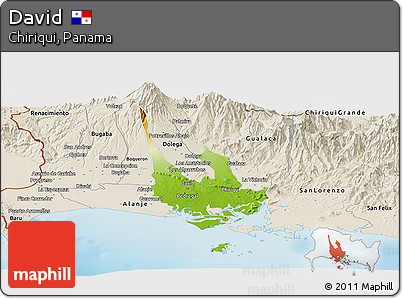 Physical Panoramic Map of David, shaded relief outside