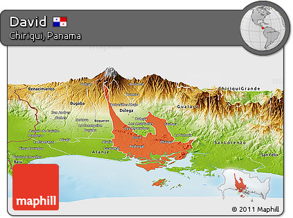 Political Panoramic Map of David, physical outside