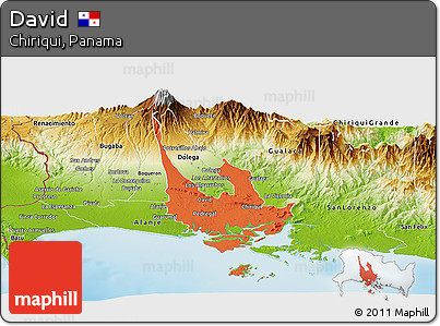Political Panoramic Map of David, physical outside