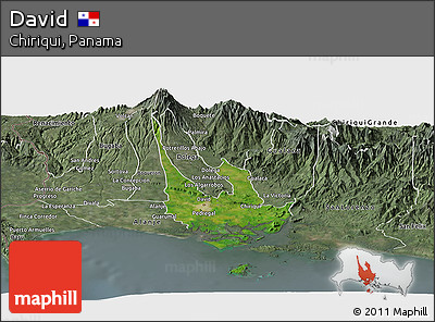 Satellite Panoramic Map of David, semi-desaturated