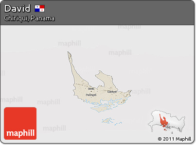 Shaded Relief Panoramic Map of David, cropped outside