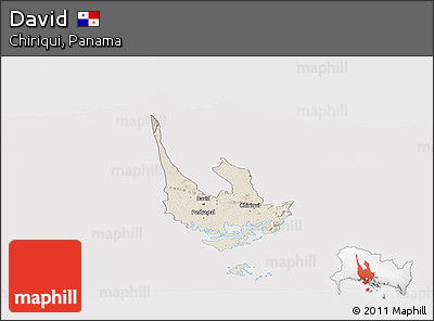 Shaded Relief Panoramic Map of David, cropped outside