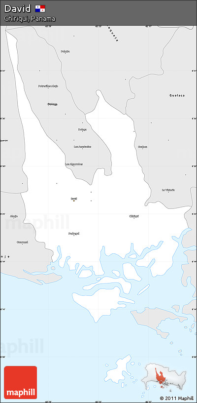 Silver Style Simple Map of David