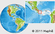 Physical Location Map of Gualaca, highlighted country