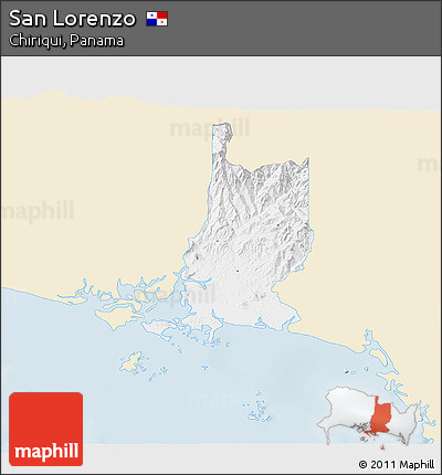 Classic Style 3D Map of San Lorenzo, single color outside
