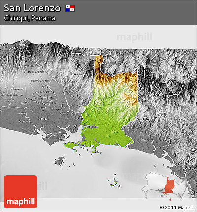 Physical 3D Map of San Lorenzo, desaturated