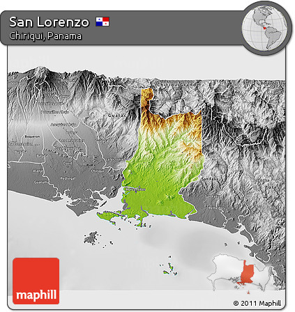 Physical 3D Map of San Lorenzo, desaturated