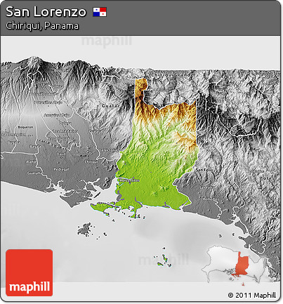 Physical 3D Map of San Lorenzo, desaturated