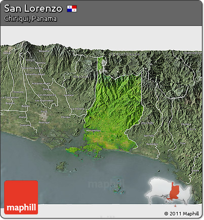 Satellite 3D Map of San Lorenzo, semi-desaturated