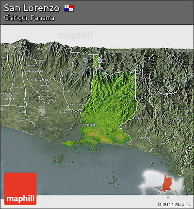 Satellite 3D Map of San Lorenzo, semi-desaturated