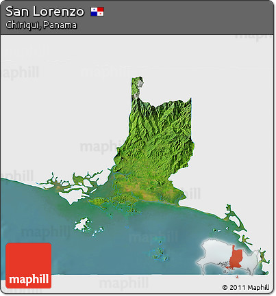 Satellite 3D Map of San Lorenzo, single color outside