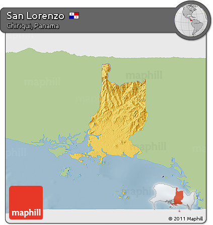 Savanna Style 3D Map of San Lorenzo, single color outside