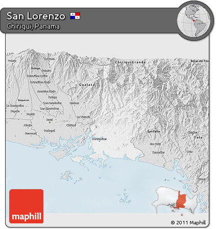 Silver Style 3D Map of San Lorenzo