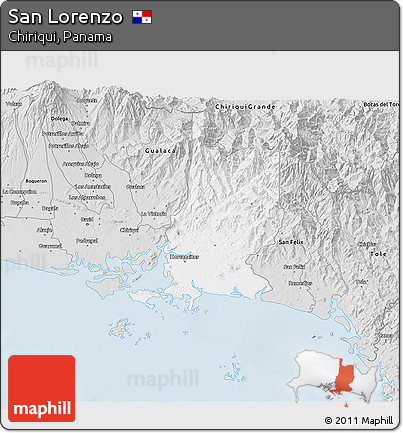 Silver Style 3D Map of San Lorenzo